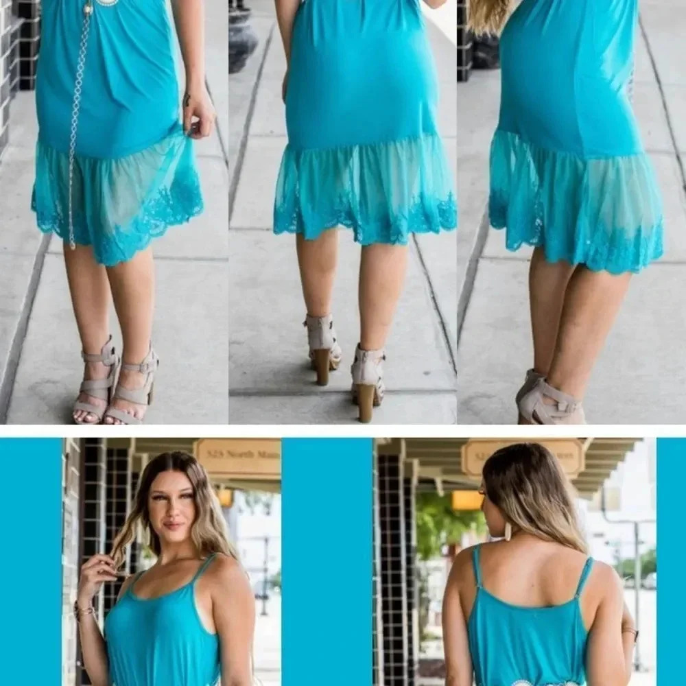 L& B BOHEMIAN BLUE SOFT SUMMER DRESS LARGE NWT - Picture 2 of 6